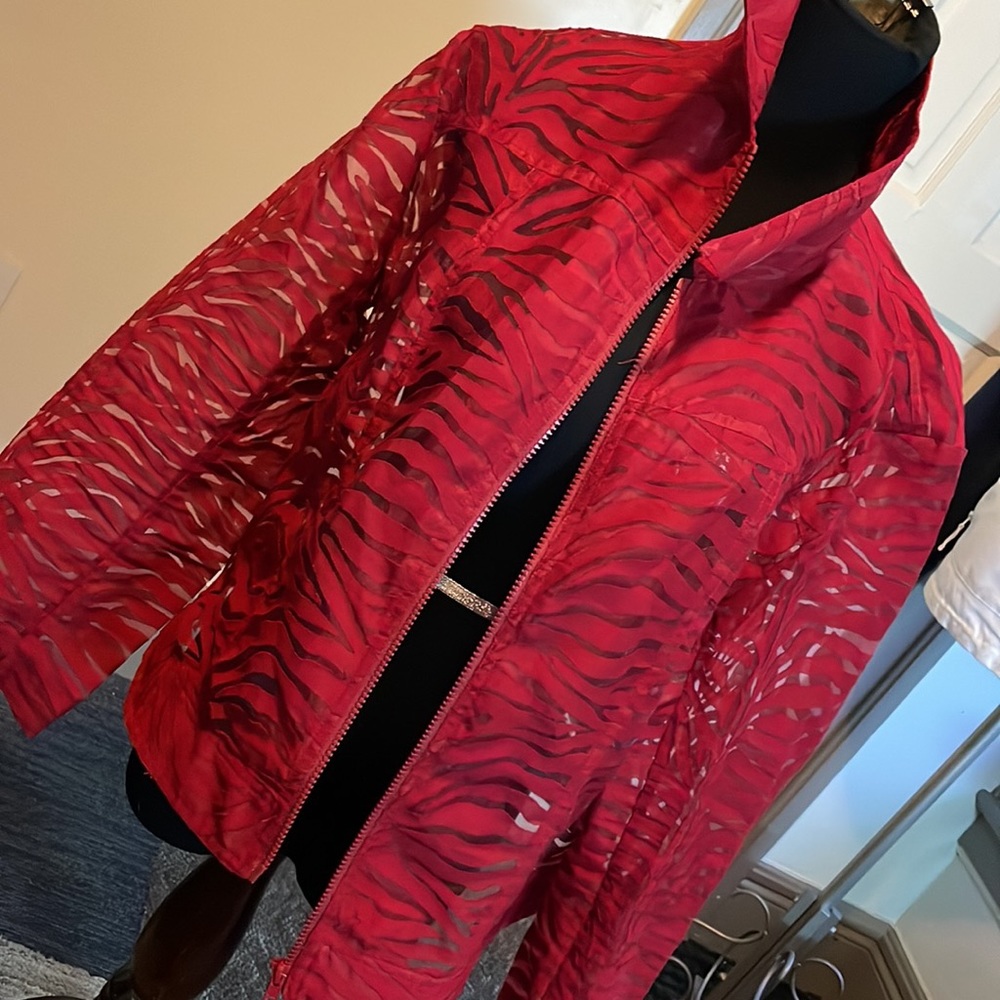 NABI Sheer red zebra lightweight jacket